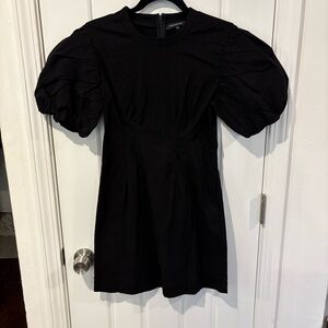 Olivaceous Black Puff Sleeve Mini Dress Medium stretchy chic LBD